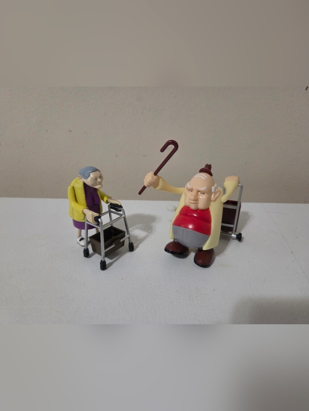 Vintage Style Elderly Wind-Up Toys Set Of 2